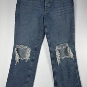 We The Free People Jeans Womens 29 Blue Cropped Distressed Edgy Boho Casua